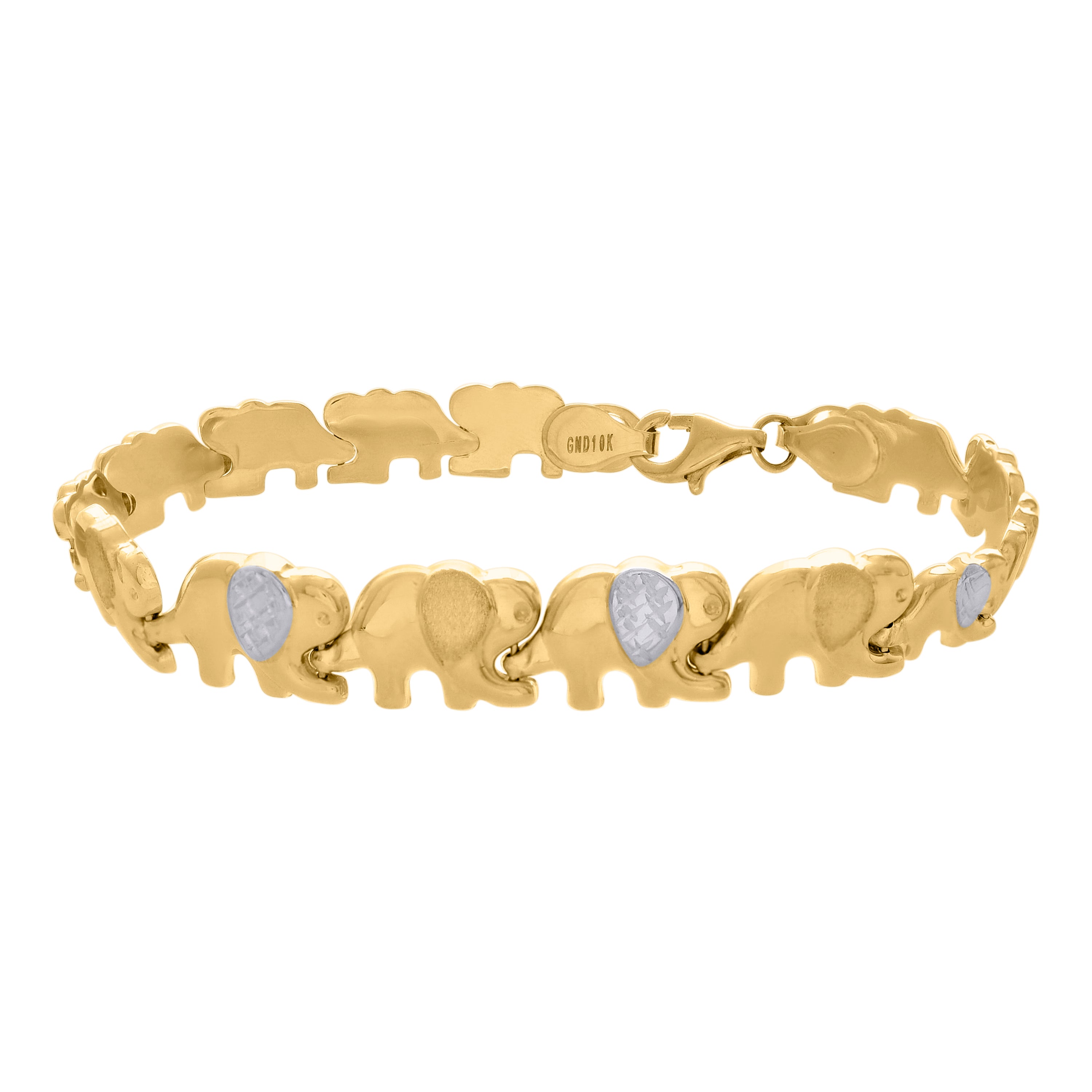 10kt Two-tone Gold Womens Elephant Good Luck Link 7