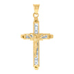 10kt Yellow Gold Mens Women Princess Cut Cubic Zirconia Cubic-Zirconia Crucifix Cross Religious Charm Pendant