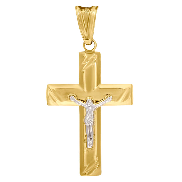 10kt Gold Two-Tone Mens Cross Crucifix Religious Charm Pendant