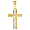 10kt Two-Tone Gold Unisex Textured Cross Religious Charm Pendant