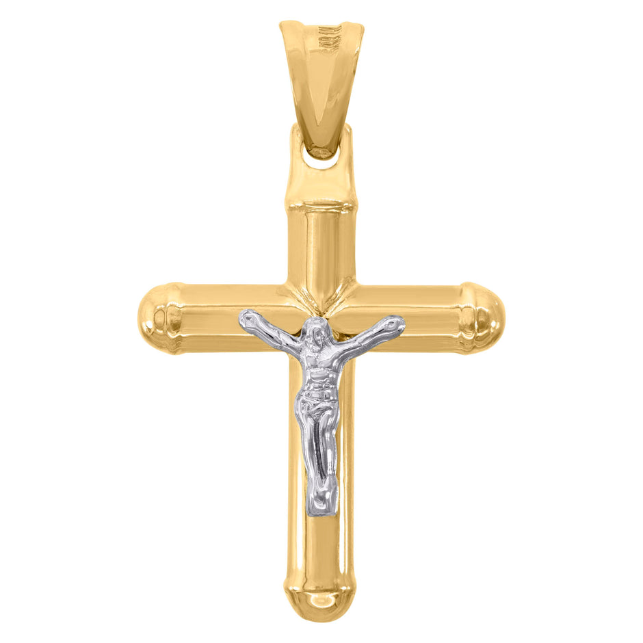 10kt Gold Two-Tone Mens Cross Crucifix Religious Charm Pendant
