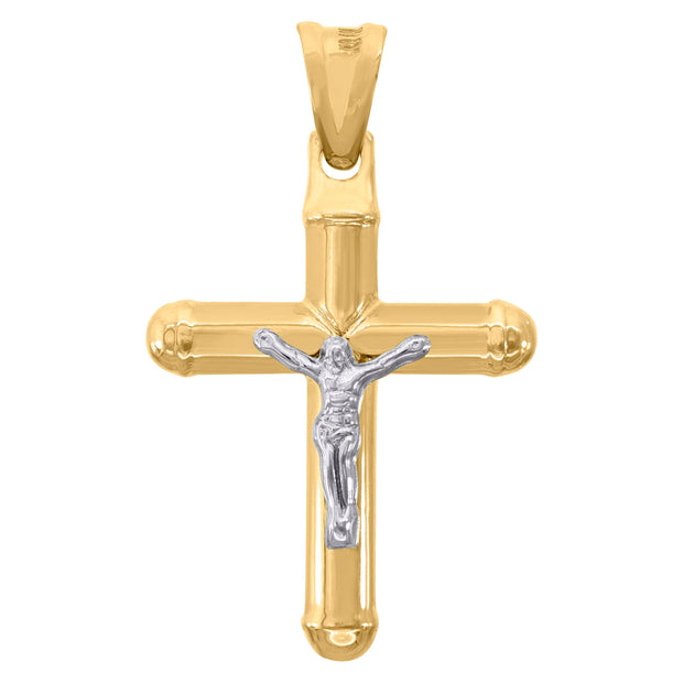 10kt Gold Two-Tone Mens Cross Crucifix Religious Charm Pendant