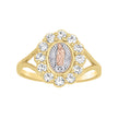 10Kt Tri-Color Gold Womens Round Cubic Zirconia Lady Of Guadalupe Religious Ring 