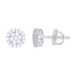 925 Sterling Silver Unisex Round Cubic Zirconia Stud Flower Cluster Fashion Earrings