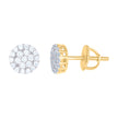 925 Sterling Silver Yellow-tone Unisex Cubic-Zirconia Fashion Stud Earrings