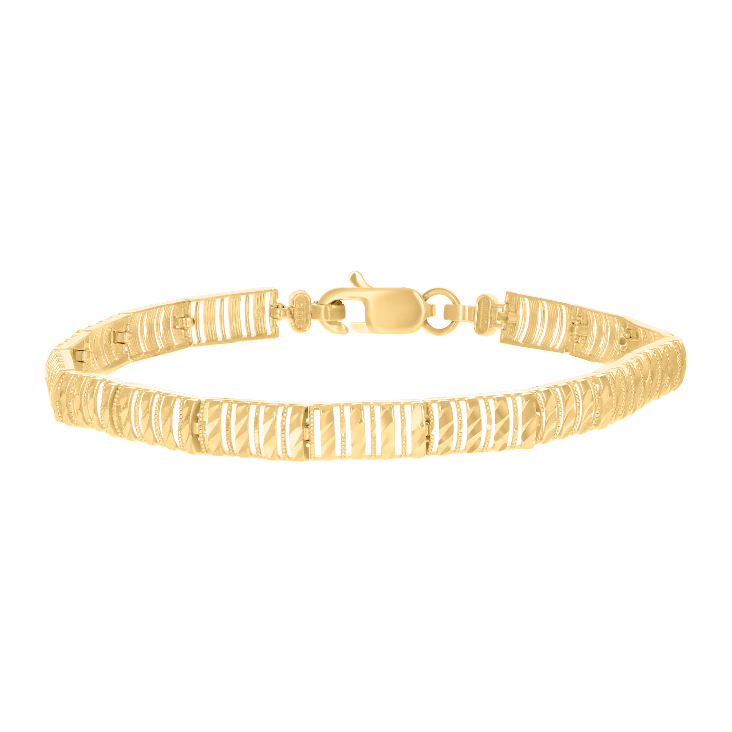 10kt Yellow Gold Womens Link Bracelet Size 7 Inches