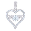 925 Sterling Silver Womens Cubic Zirconia Heart Mom Talking Charm Pendant