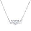 925 Sterling Silver Womens Cubic Zirconia Heart Mom Talking Charm Pendant