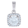 925 Sterling Silver Womens Cubic Zirconia Square Fashion Charm Pendant