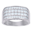 925 Sterling Silver Mens Cubic Zirconia Four Row Size-12 -9.5mm Band Ring - SLV-79781