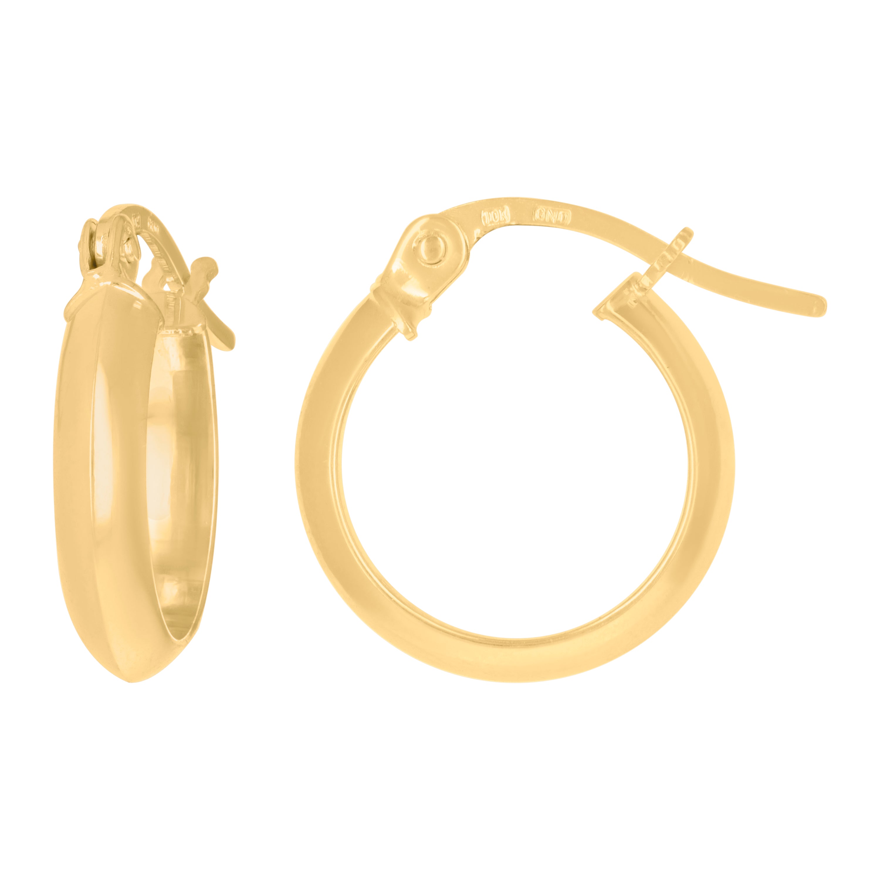 10kt Yellow Gold Womens Polished Ultra Light Half Round 3mmx10mm Hoop Earrings