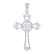 925 Sterling Silver Unisex Cubic-Zirconia Cross Religious Charm Pendant