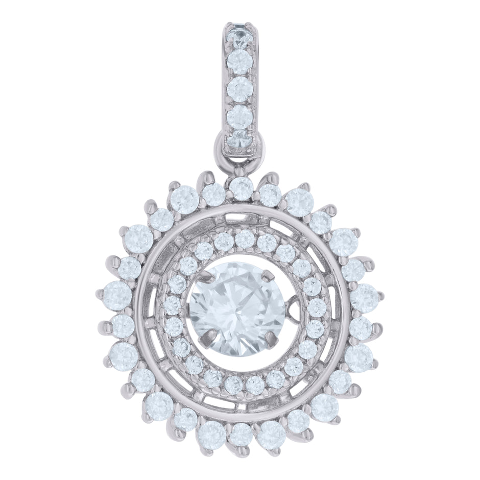 925 Sterling Silver Womens Cubic-Zirconia Fashion Charm Pendant