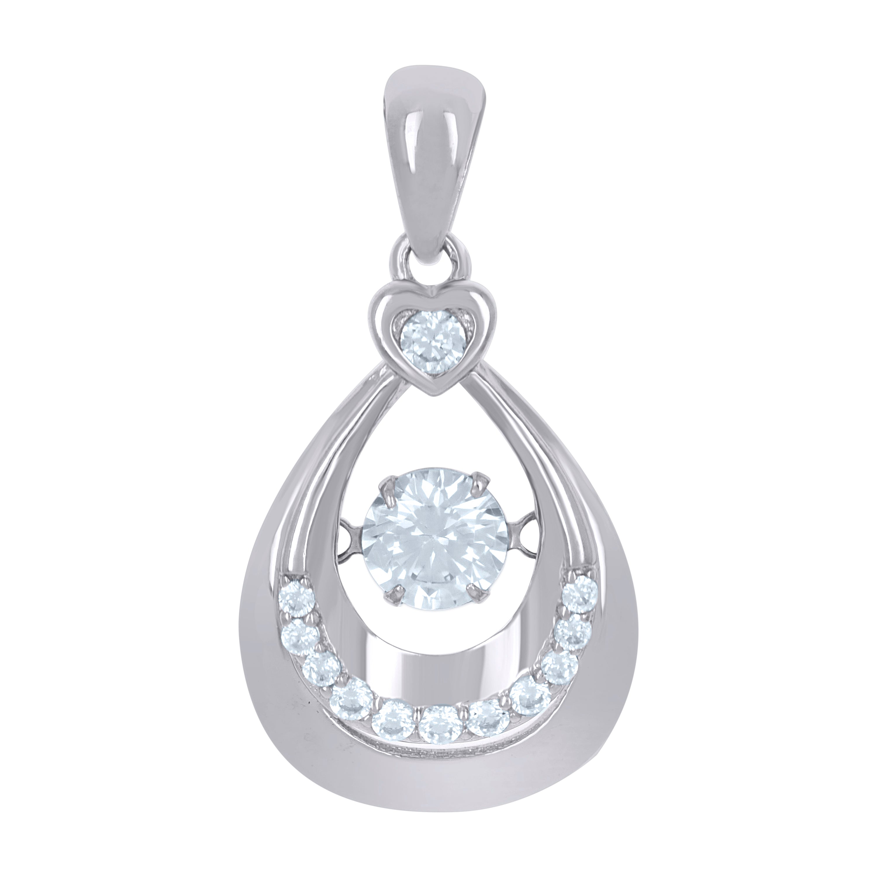 925 Sterling Silver Womens Cubic-Zirconia Tear Drop Charm Pendant