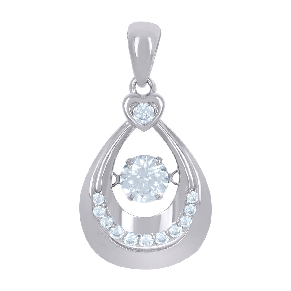 925 Sterling Silver Womens Cubic-Zirconia Tear Drop Charm Pendant