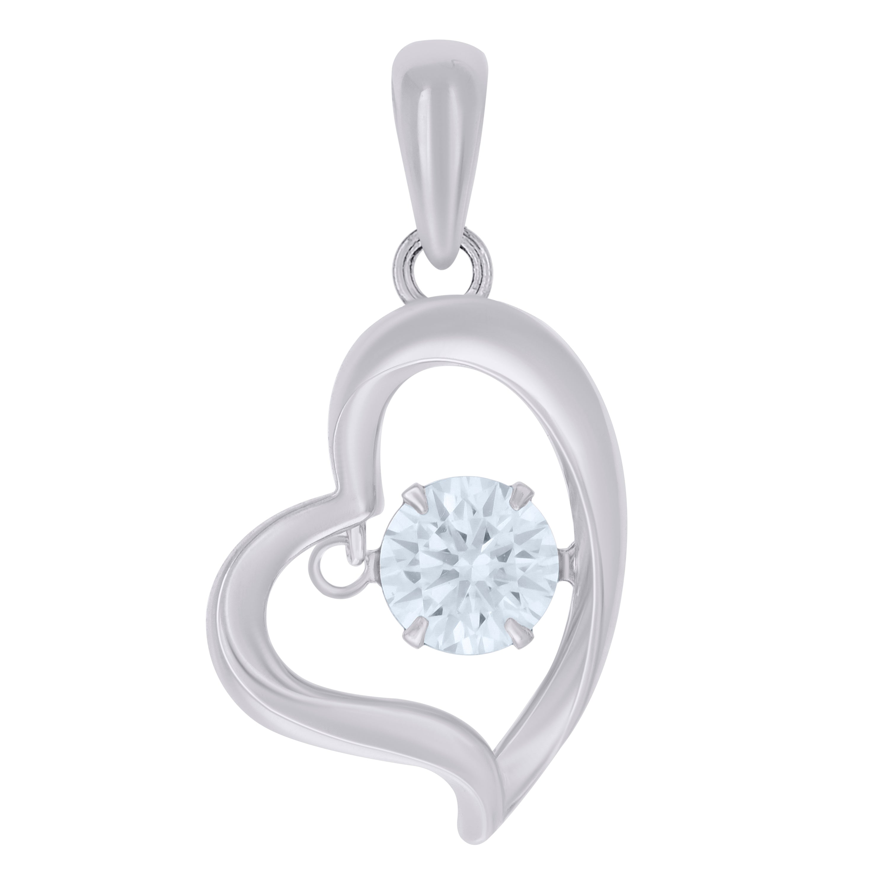 925 Sterling Silver Womens Cubic-Zirconia Heart Charm Pendant