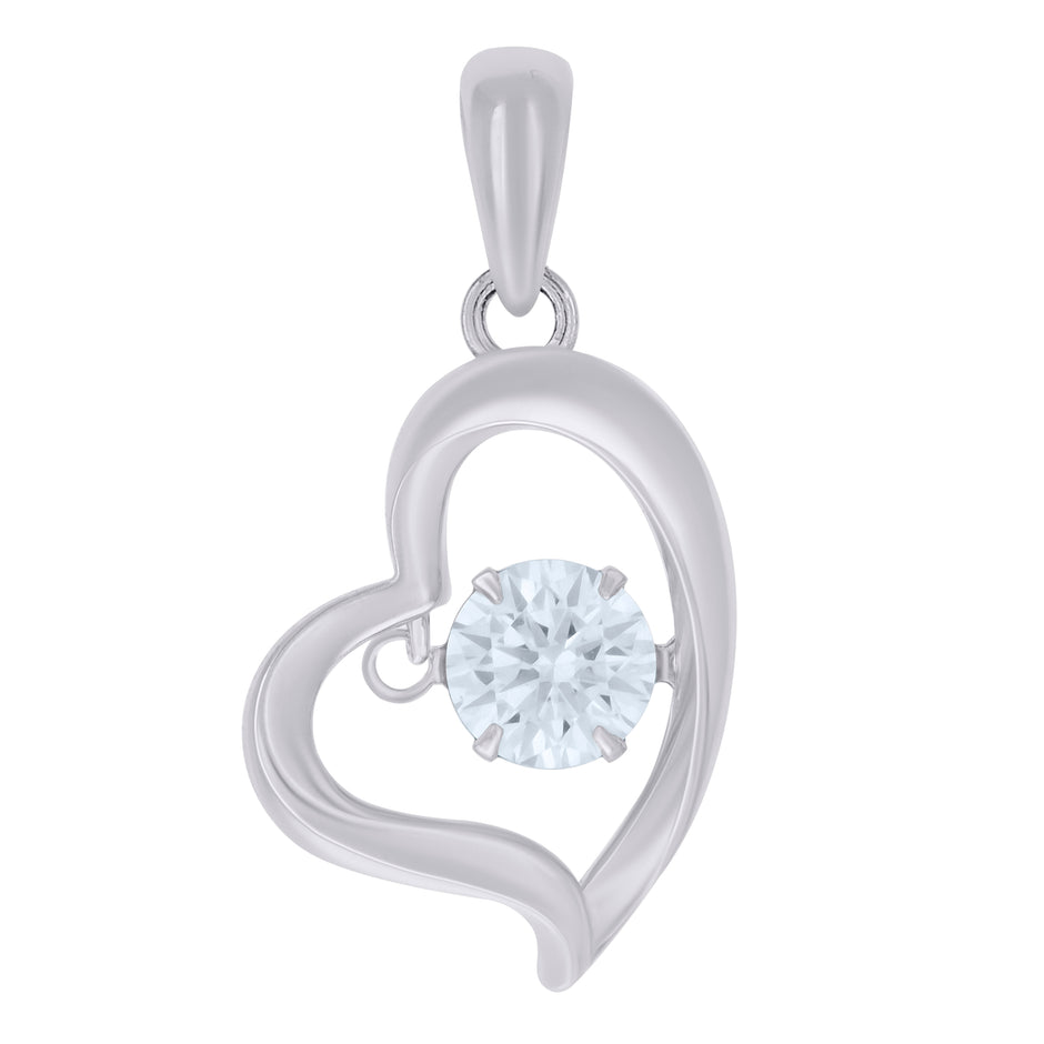 925 Sterling Silver Womens Cubic-Zirconia Heart Charm Pendant
