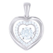925 Sterling Silver Womens Cubic-Zirconia Heart Charm Pendant