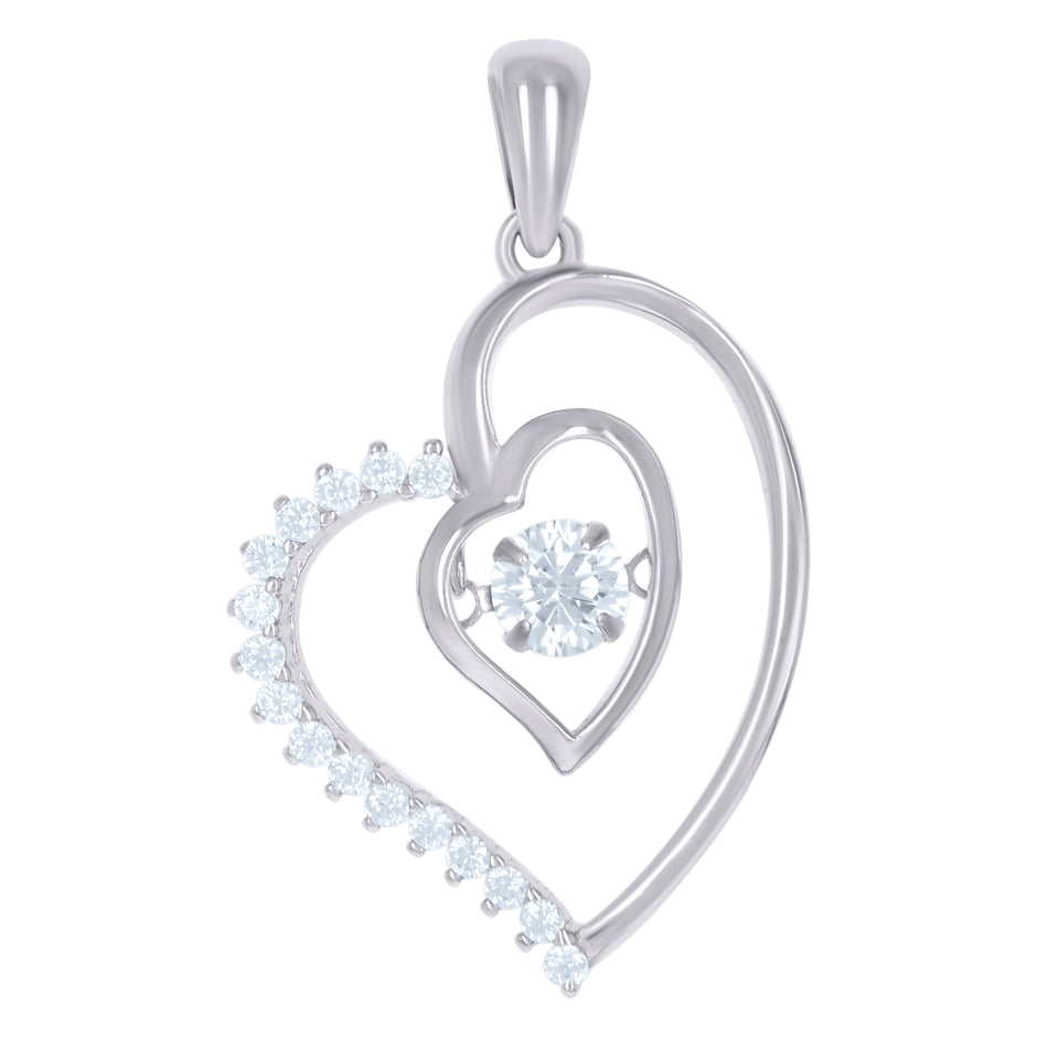 925 Sterling Silver Womens Cubic-Zirconia Heart Sparkling Charm Pendant