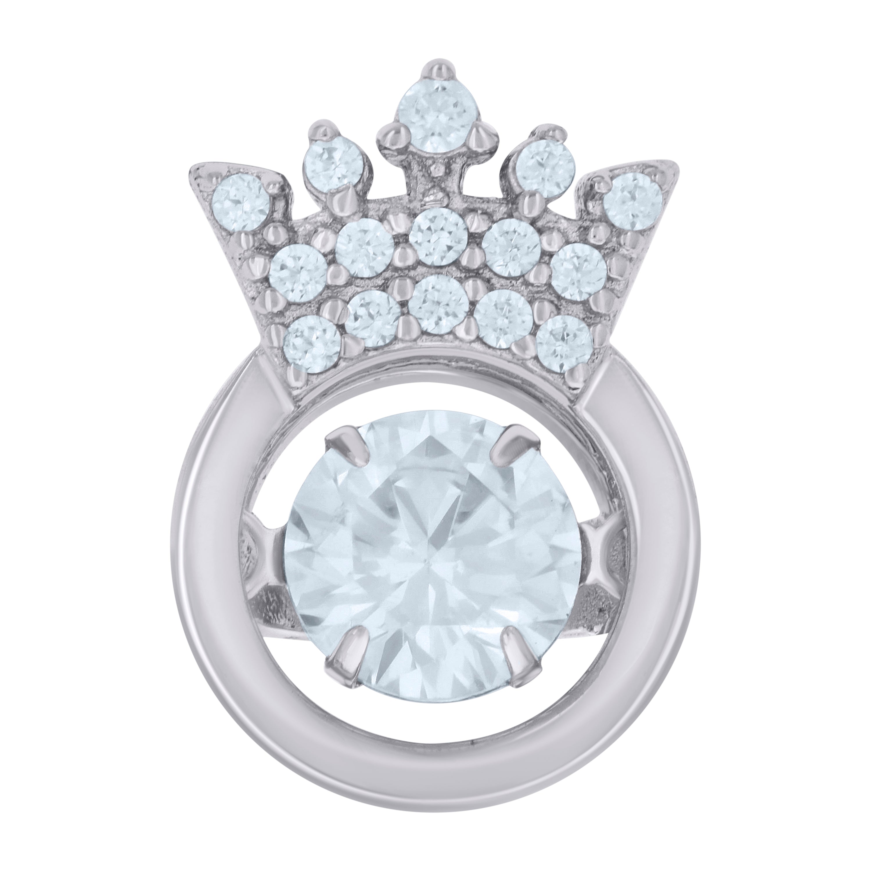 925 Sterling Silver Mens Cubic-Zirconia Crown Charm Pendant