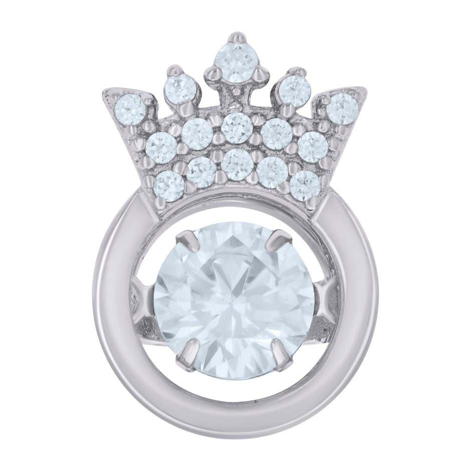 925 Sterling Silver Mens Cubic-Zirconia Crown Charm Pendant