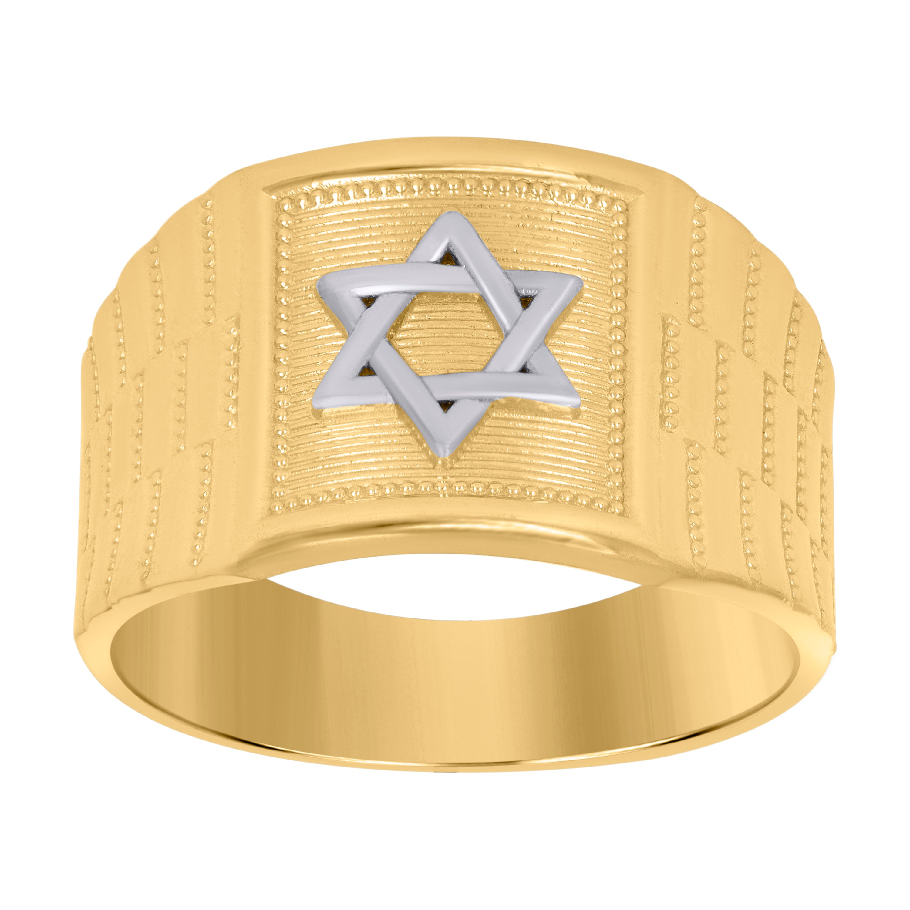 10kt Two-Tone Gold Mens Star Of David Religious Ring Size 7