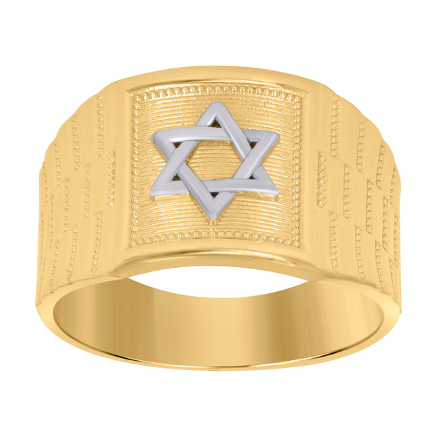 10kt Two-Tone Gold Mens Star Of David Religious Ring Size 7