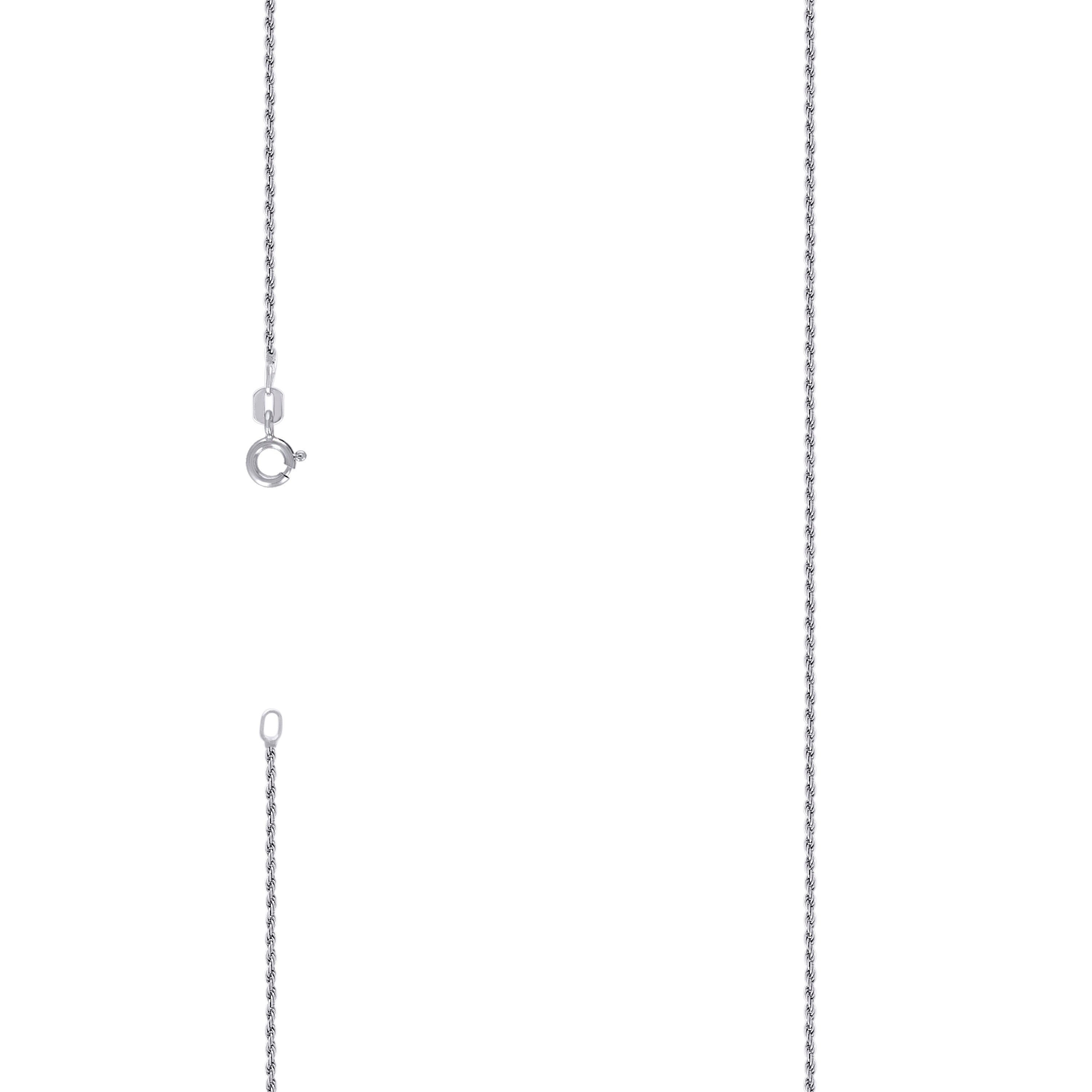 925 Sterling Silver Solid Rope Chain Rhodium 030 1mm-20