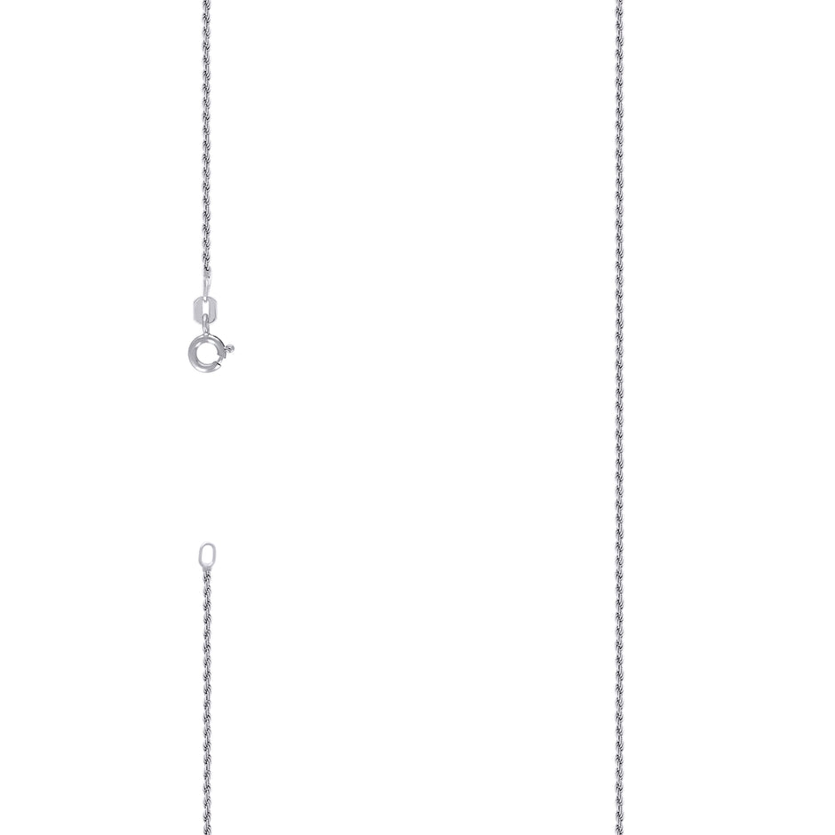 925 Sterling Silver Solid Rope Chain Rhodium 030 1mm-18" - SLV-81040