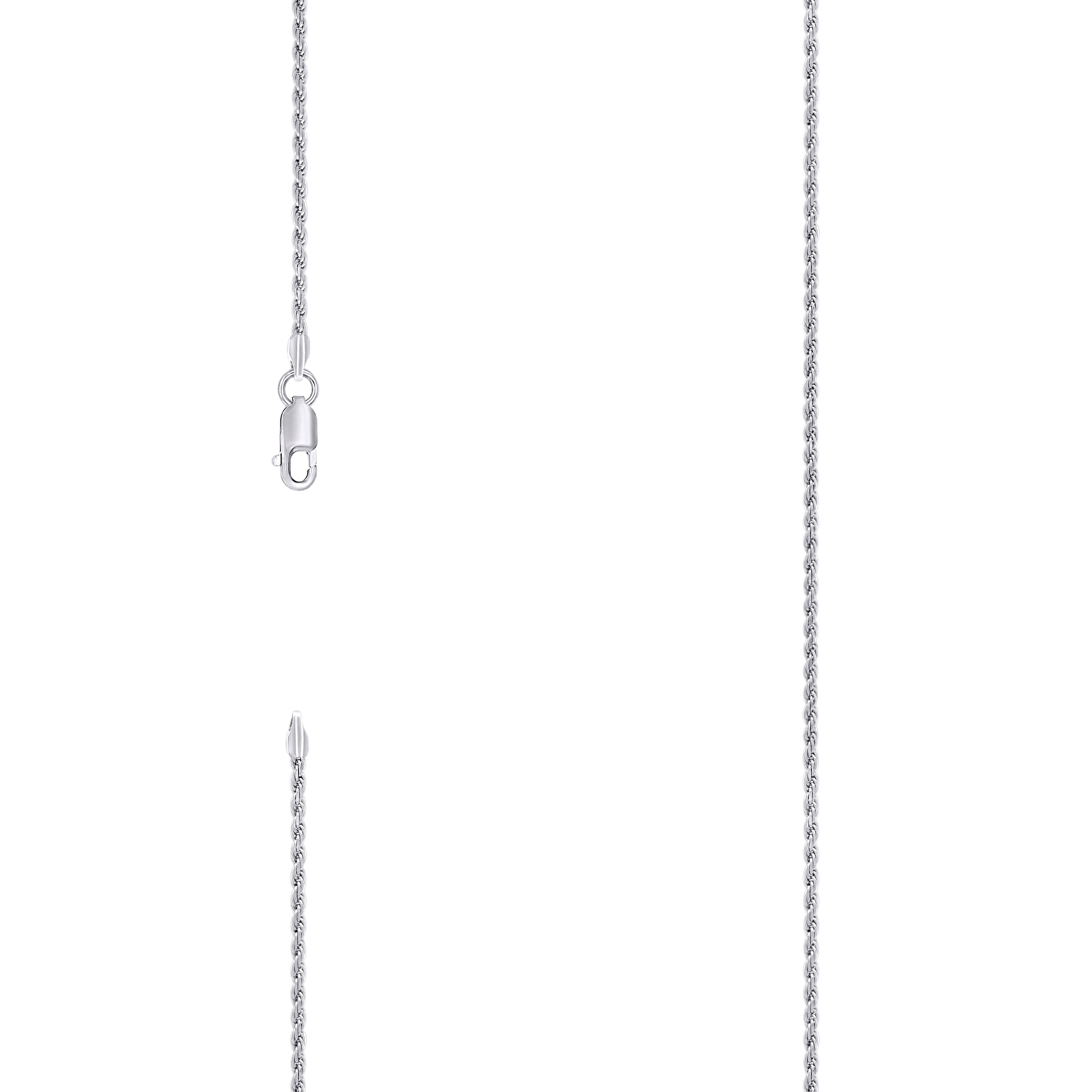 925 Sterling Silver Solid Rope Chain Rhodium 035 1.5mm-20