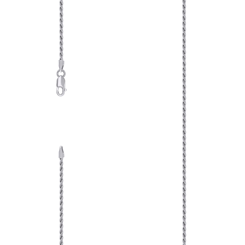 925 Sterling Silver Solid Rope Chain Rhodium 040 2mm-8" - SLV-81061