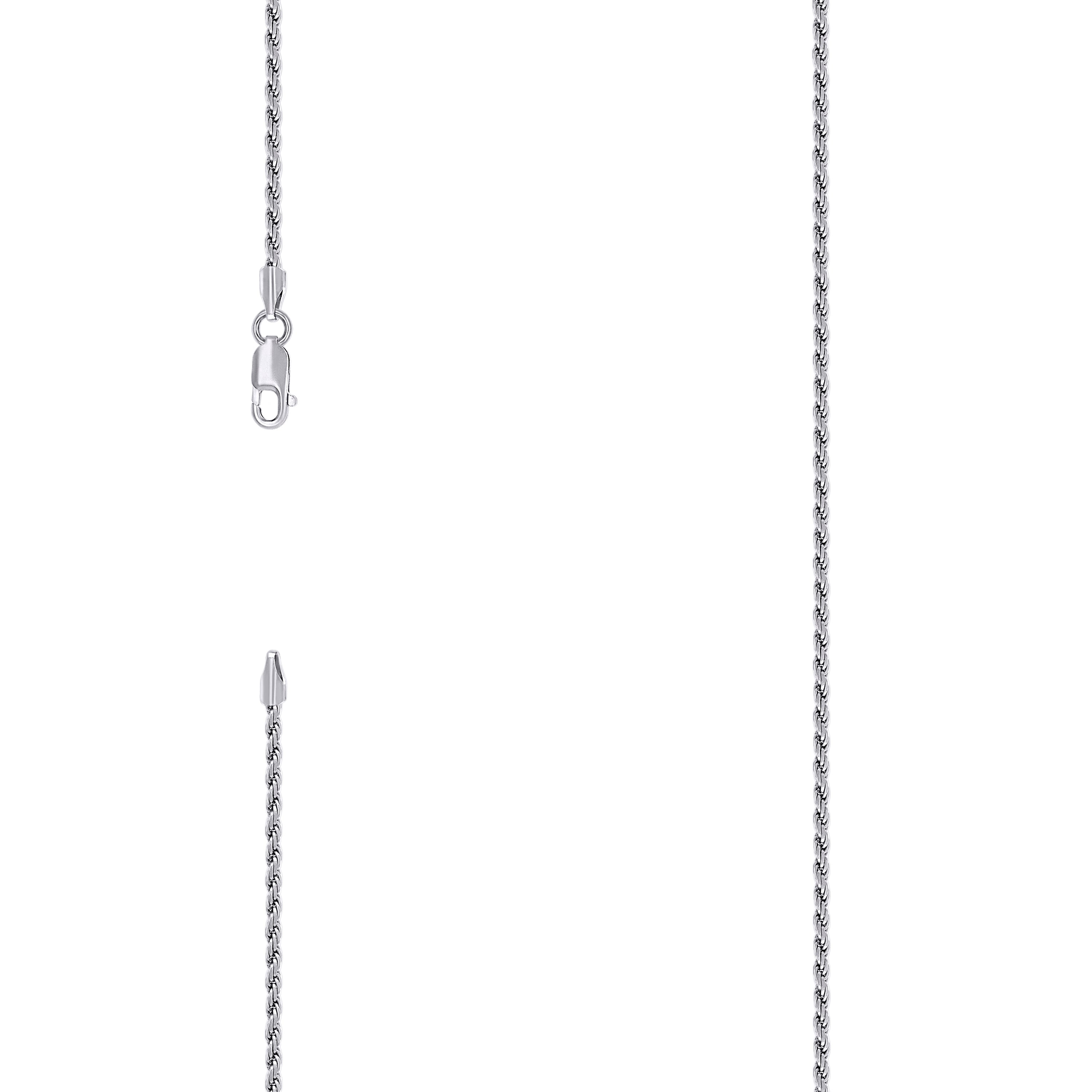 925 Sterling Silver Solid Rope Chain Rhodium 040 2mm-24