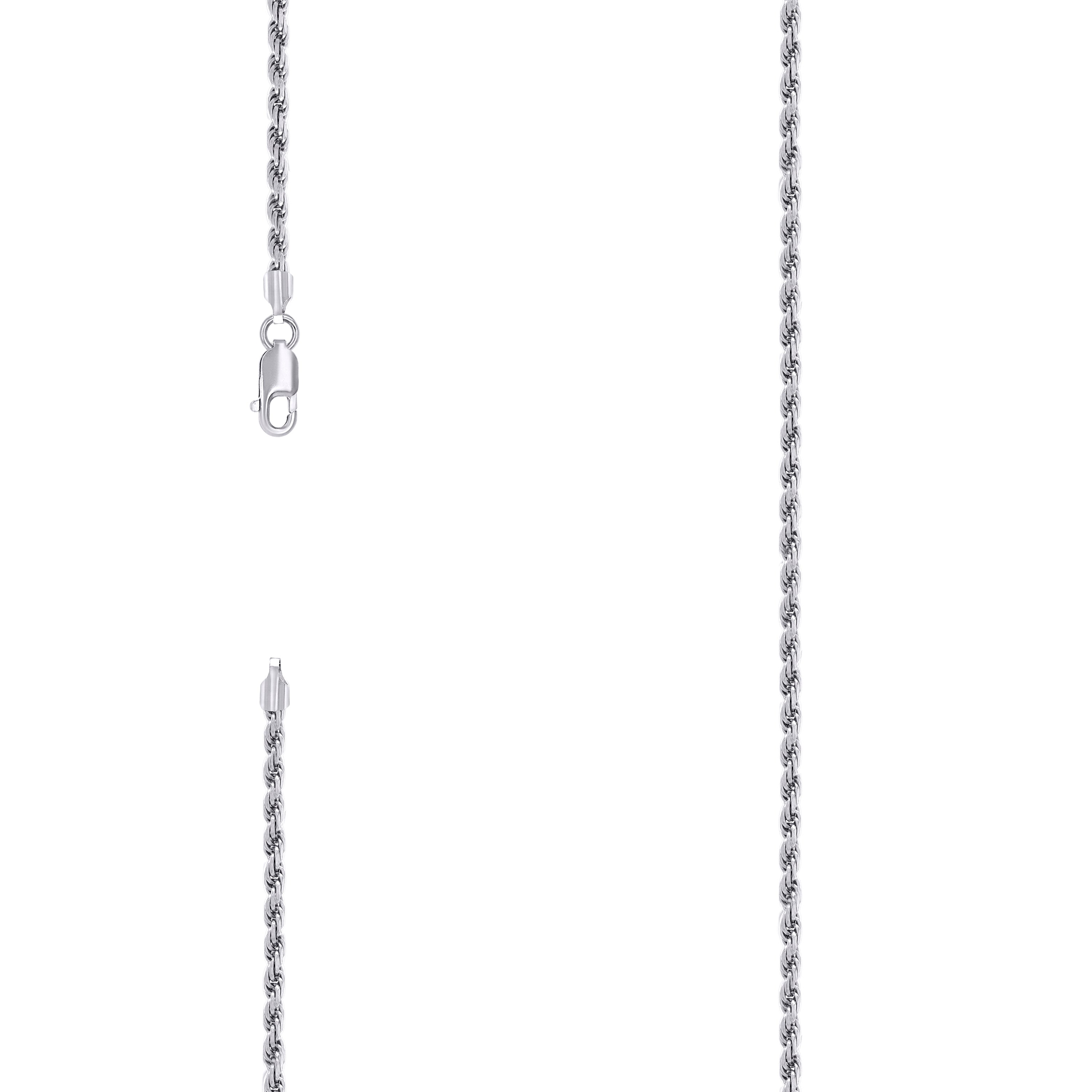 925 Sterling Silver Solid Rope Chain Rhodium 050 2.5mm-20