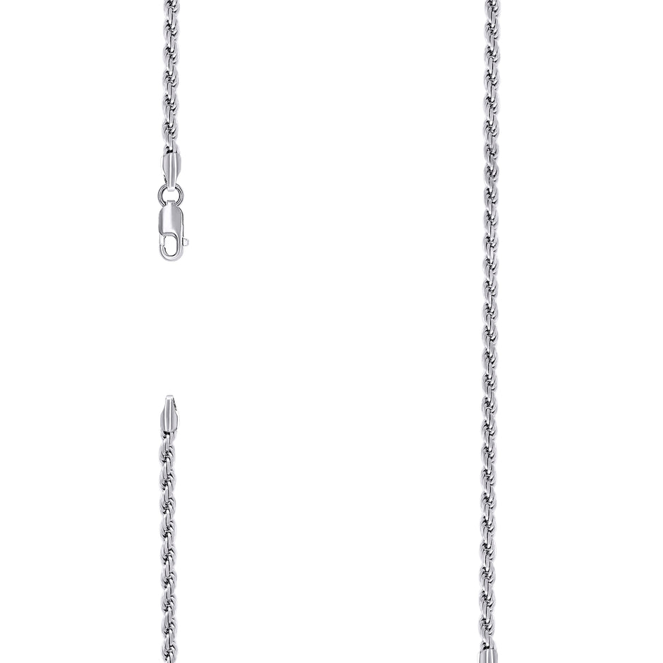 925 Sterling Silver Solid Rope Chain Rhodium 060 3mm-9" - SLV-81086