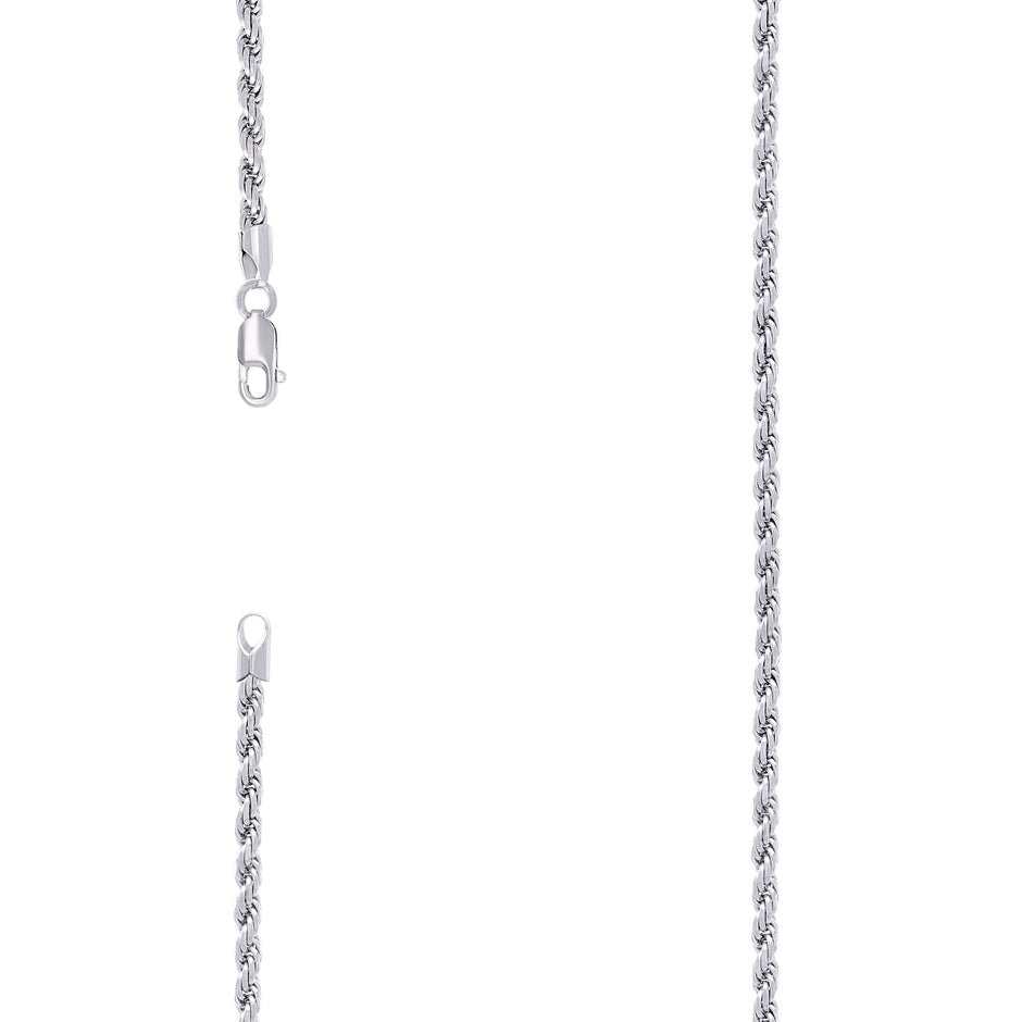925 Sterling Silver Solid Rope Chain Rhodium 070 3.5mm-16" - SLV-81099