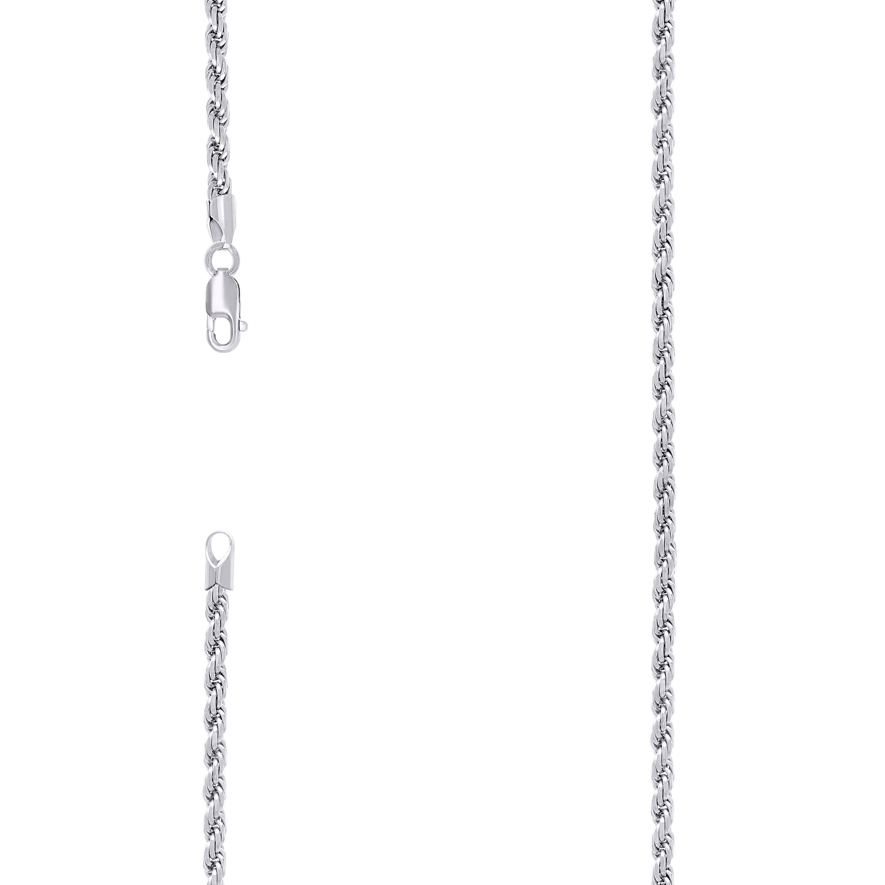 925 Sterling Silver Solid Rope Chain Rhodium 070 3.5mm-18