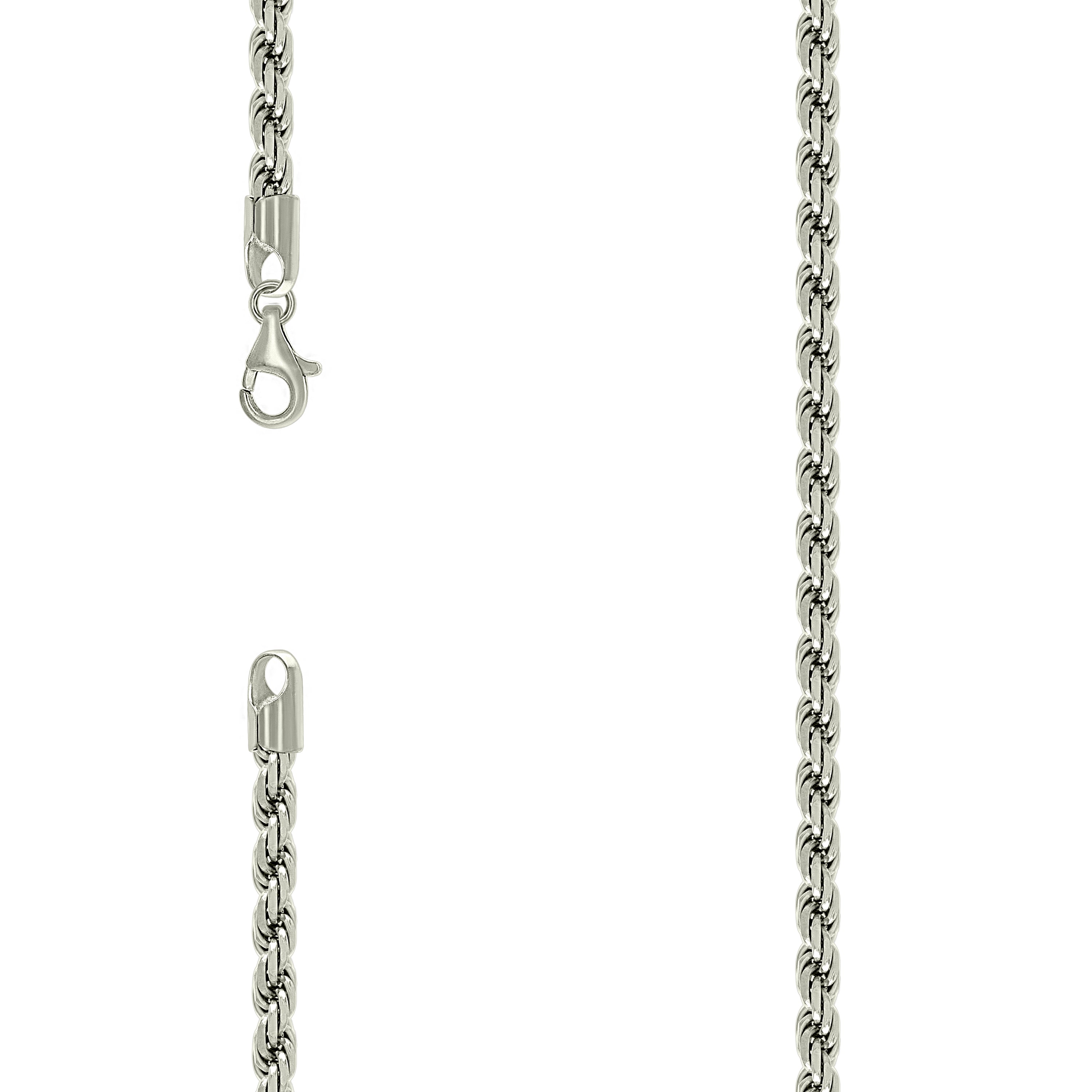 925 Sterling Silver Solid Rope Chain Silver 100 4.5mm-24