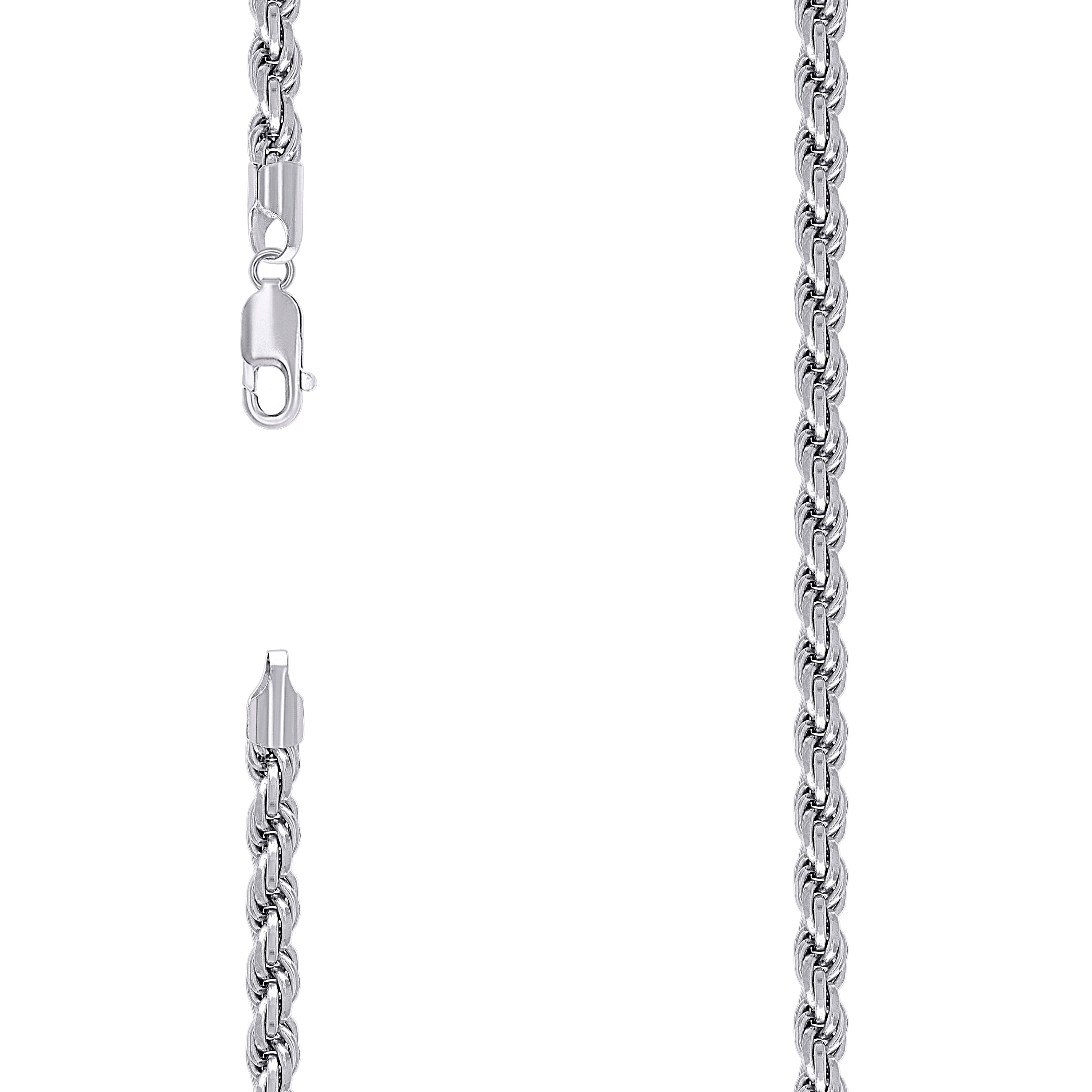 925 Sterling Silver Solid Rope Chain Rhodium 120 5mm-20