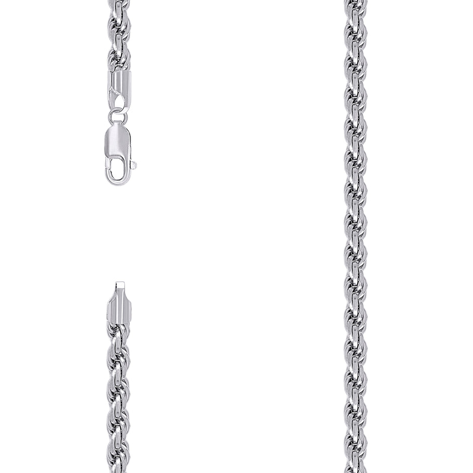 925 Sterling Silver Solid Rope Chain Rhodium 120 5mm-8" - SLV-81133
