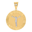 10kt Gold Two-Tone Diamond-Cut Mens Jesus Religious Charm Pendant