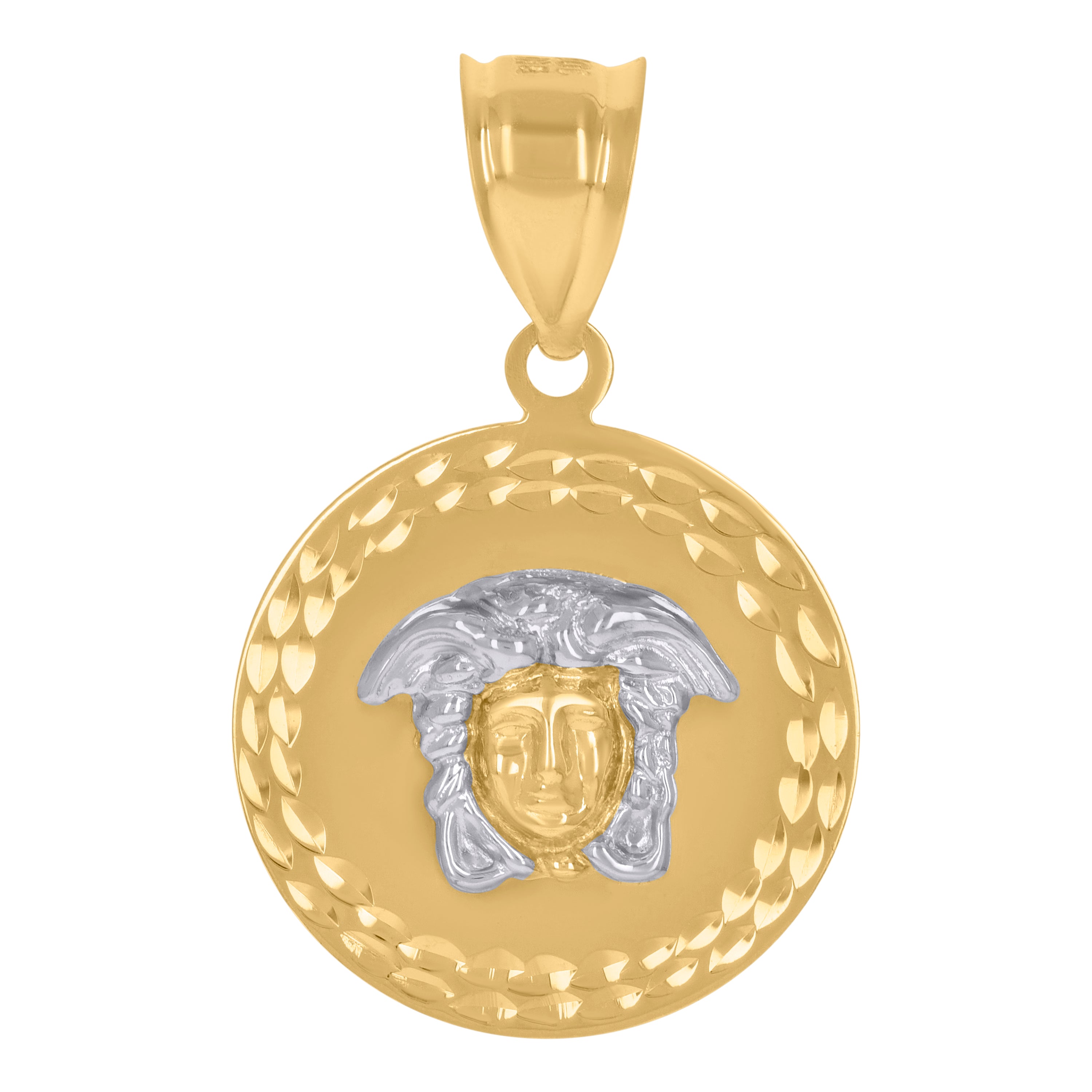 10kt Two-tone Gold Mens Medusa Egyptian Fashion Charm Pendant