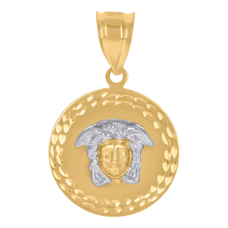 10kt Two-tone Gold Mens Medusa Egyptian Fashion Charm Pendant