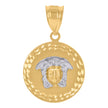 10kt Two-tone Gold Mens Medusa Egyptian Fashion Charm Pendant