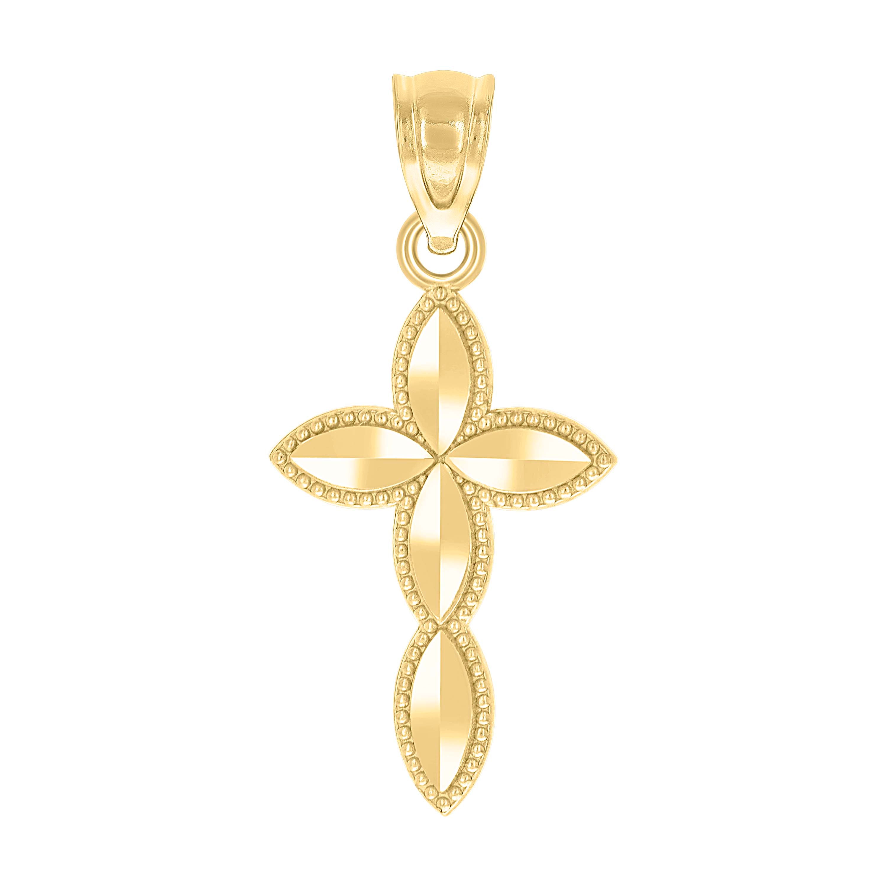 10kt Yellow Gold Unisex Passion Cross Religious Charm Pendant