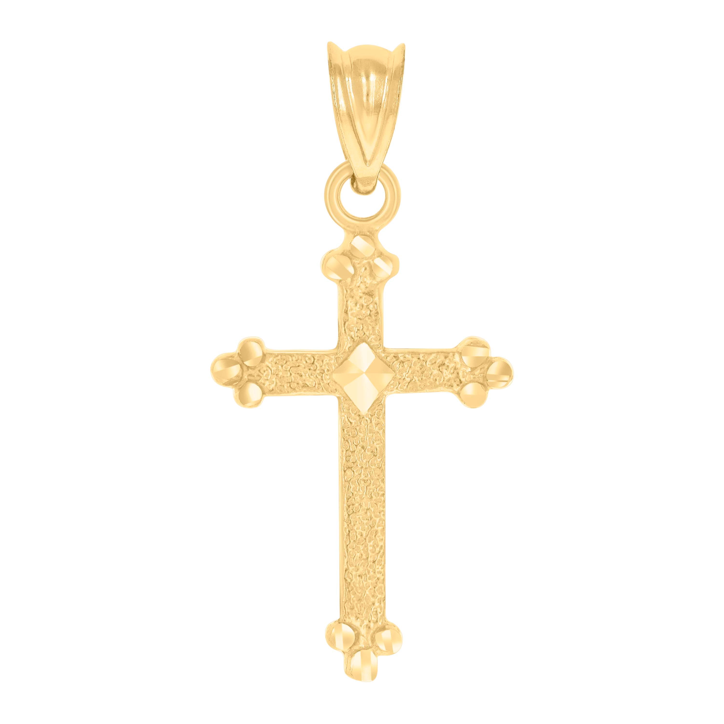 10kt Yellow Gold Diamond-Cut Womens Cross Religious Charm Pendant