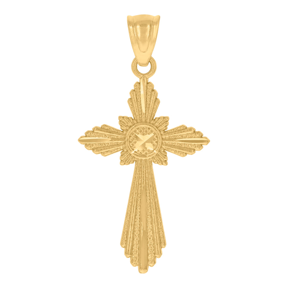 10kt Yellow Gold Textured Womens Cross Religious Charm Pendant