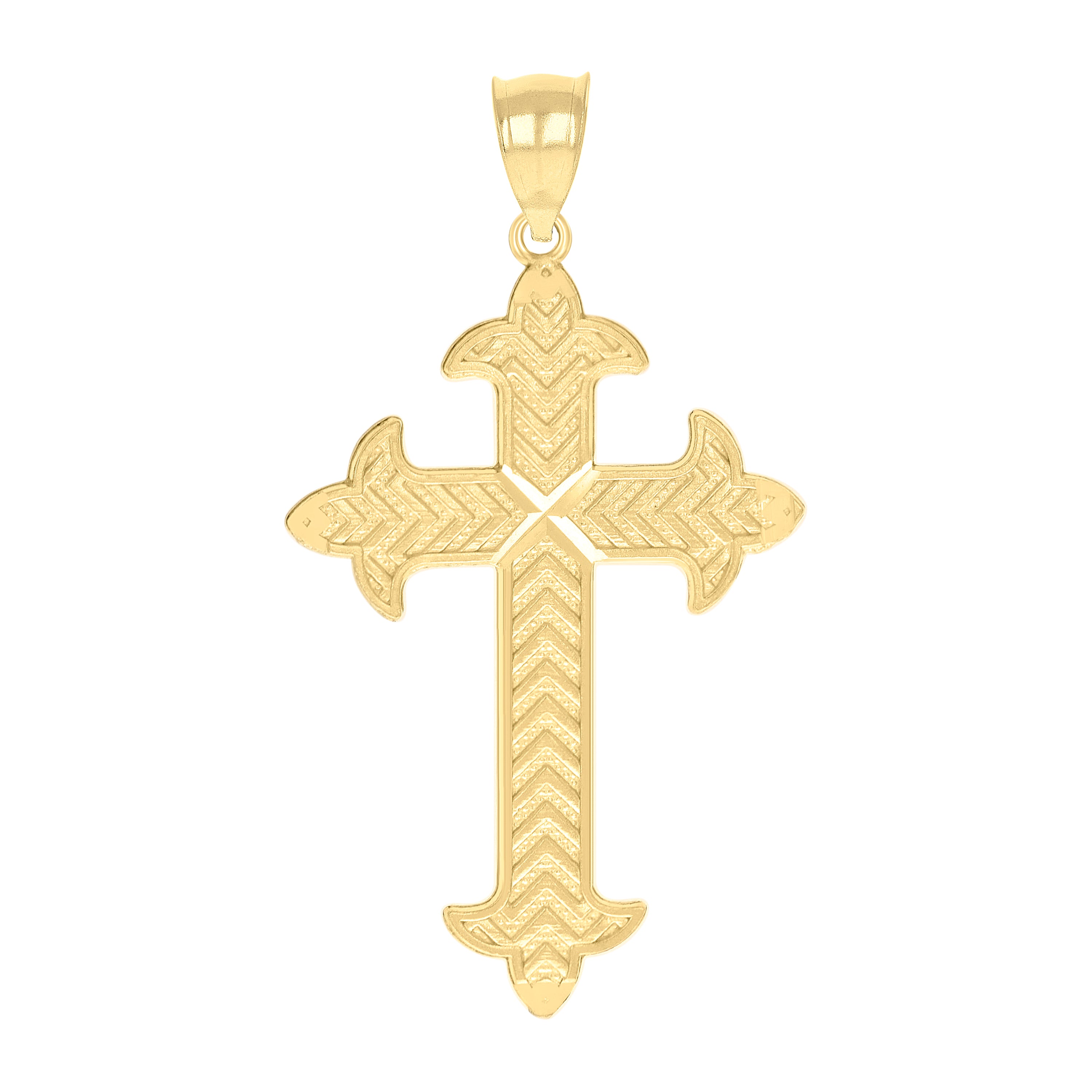 10kt Yellow Gold Diamond-Cut Womens Cross Religious Charm Pendant