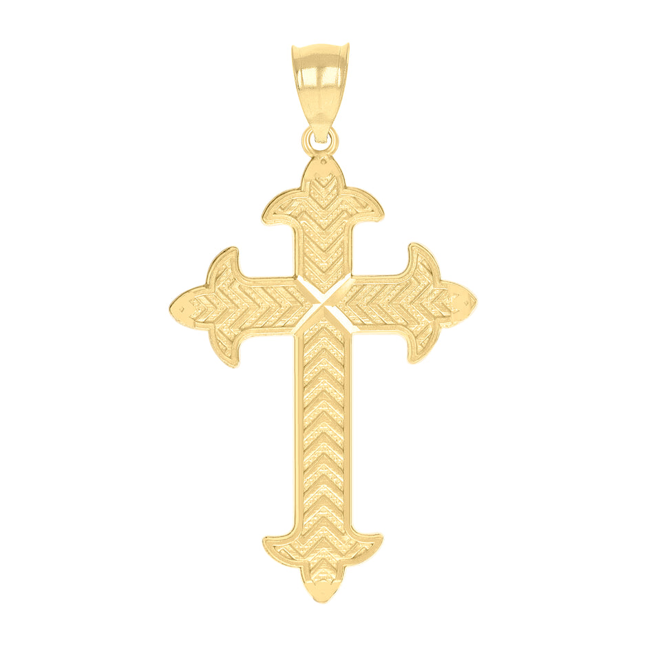 10kt Yellow Gold Diamond-Cut Womens Cross Religious Charm Pendant