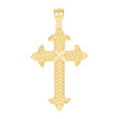 10kt Yellow Gold Diamond-Cut Womens Cross Religious Charm Pendant