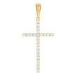 925 Sterling Silver Yellow-Tone Unisex Cz Cross Religious Charm Pendant